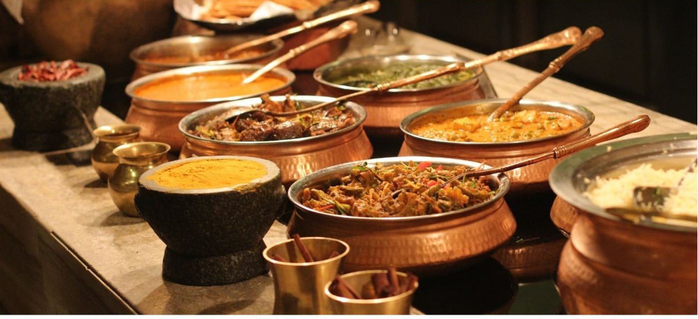 Fresh vegetarian Indian tiffin meal